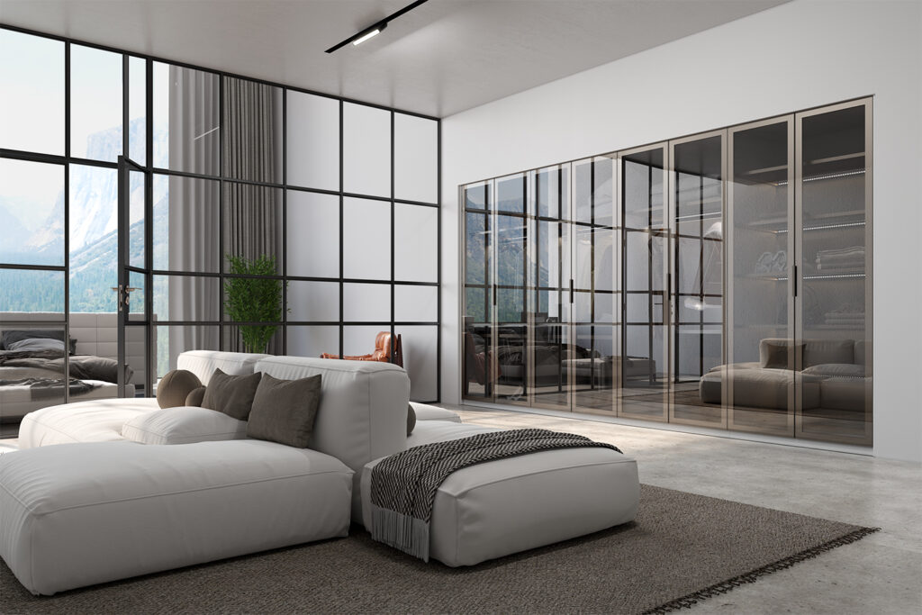 Porta Paris - Acabamento Metalizado Grafeno + Vidro Fumê